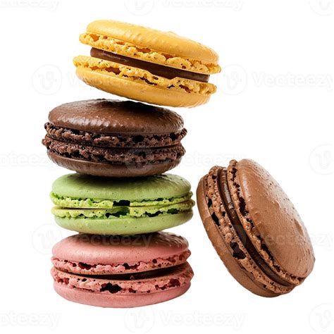 A Stack Of Colorful Macarons Isolated On A Transparent Background Ai