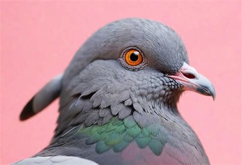 Premium Photo | A pigeon with a yellow eye and a red eye