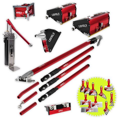 Drywall Finishing Set W Mega Flat Boxes And Extension Handles G4 Drywall Tools