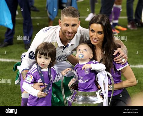 Real Madrids Sergio Ramos Celebrates With Pilar Rubio And Their