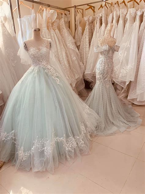 Various Styles Pastel Mint Green Floral Lace Ball Gown Wedding Dress