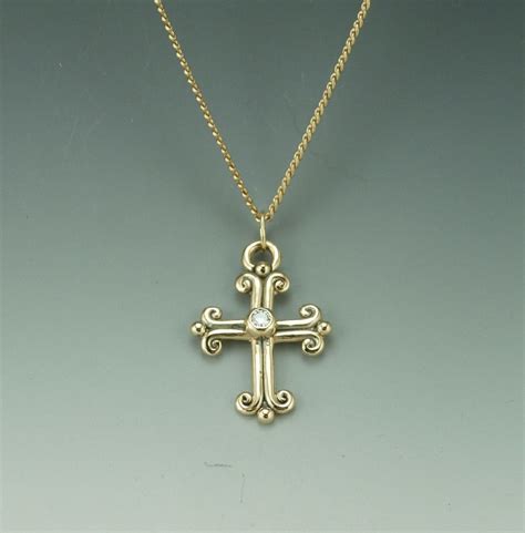 K Yellow Gold Moissanite Cross Pendant Yellow Gold Moissanite