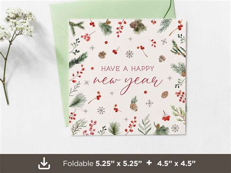 Happy New Year Printable Card, Printable New Year Cards, New Year ...