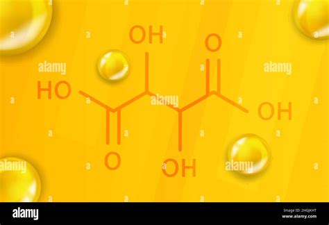 Tartaric Acid Chemical Formula Tartaric Acid 3d Realistic Chemical Molecular Structure Stock