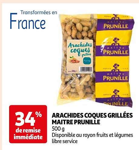 Promo Arachides Coques Grillées Maître Prunille chez Auchan iCatalogue fr