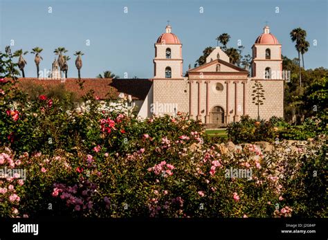 Usa California Santa Barbara Mission And Rose Garden Stock Photo Alamy