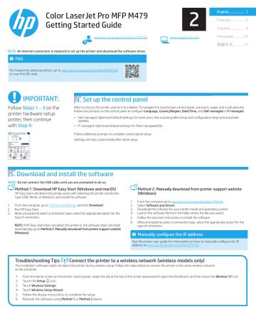 Hp Color Laserjet Pro Mfp M M Series Getting Started Guide Manualzz