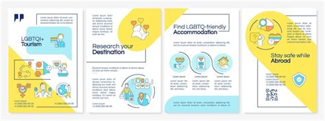 Premium Vector Lgbtqi Travel Information Blue And Yellow Brochure Template