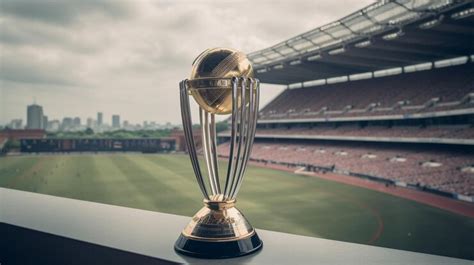 Premium AI Image | The world cricket championship trophy sits on a ...