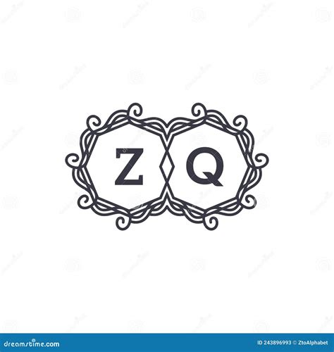 ZQ Logo Letter Flourish Swirl Logos Design Stock Vector Illustration