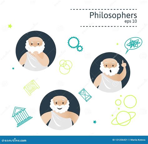 Set Of 3 Philosophers Stock Vector Illustration Of Science 121256421