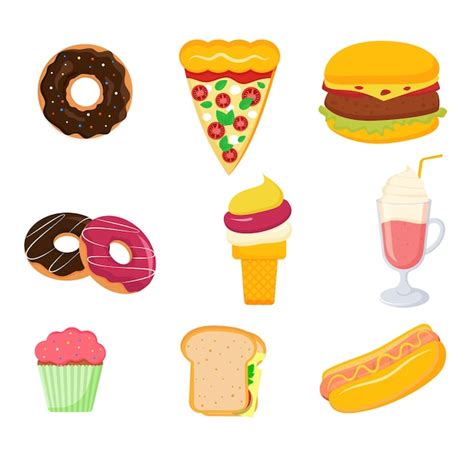 Premium Vector Different Fast Food Set Vector Illustration