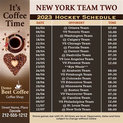 5x5 Custom One Team New York Team Two Hockey Schedule Coffee Shop ...