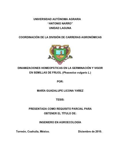 Dinamizaciones homeopáticas en la germinación y vigor en semillas de