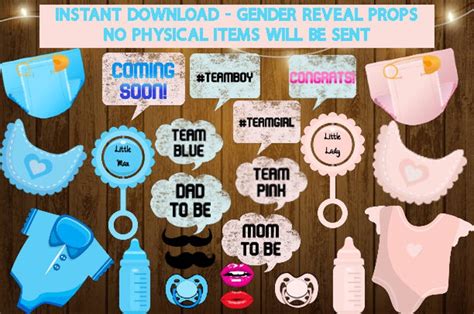 Gender Reveal Printable Photo Booth Props Gender Reveal Instant