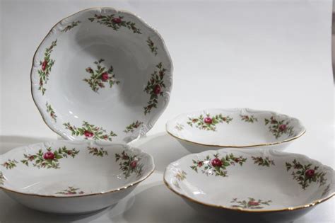 Moss Rose pink roses china Johann Haviland Traditions soup bowls set of ...