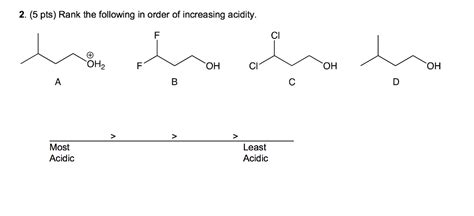 Solved Rank The Following In Order Of Increasing Acidity