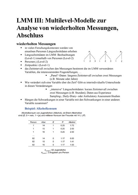 VL 12 Mitschriften Zu Vorlesung 12 LMM III Multilevel Modelle Zur