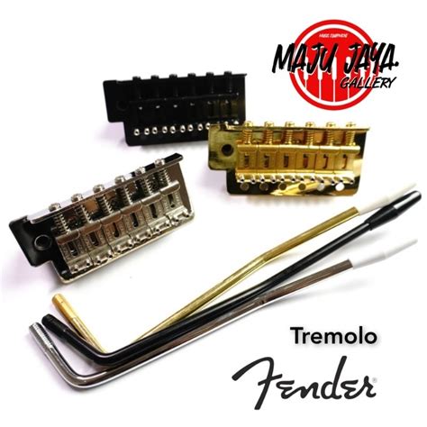 Jual Tremolo Bridge Gitar Elektrik Stratocaster Set Chrome Hitam Gold Shopee Indonesia