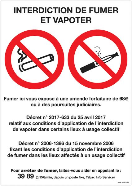 Panneau Interdiction De Fumer Et Vapoter Signals