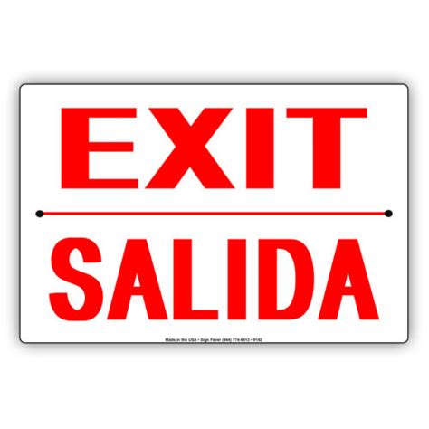 Exit Salida Spanish Aluminum Sign For Street Malls Decor Bilingual Metal Sign Ebay