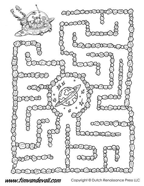 Space Maze Bw Tims Printables