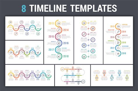 Timeline Infographics - 8 Templates | Graphics ~ Creative Market