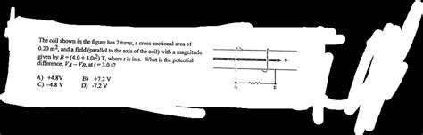 SOLVED The Coil Shown In The Figure Has 2 Turns Cross Sectional Area