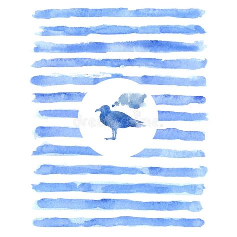 Mouette D Aquarelle Sur Un Fond Blanc Illustration Stock Illustration