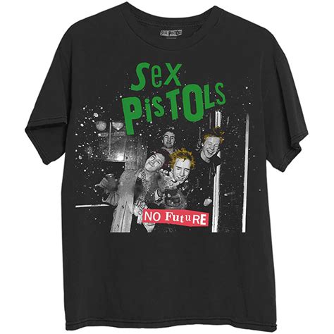 Sex Pistols No Future Band Pic On A Black Ringspun Cotton Shirt