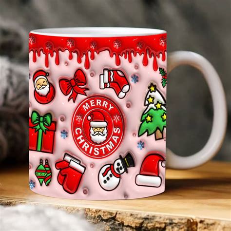 D Merry Christmas Inflated Mug Wrap D Christmas Mug Puffy Santa