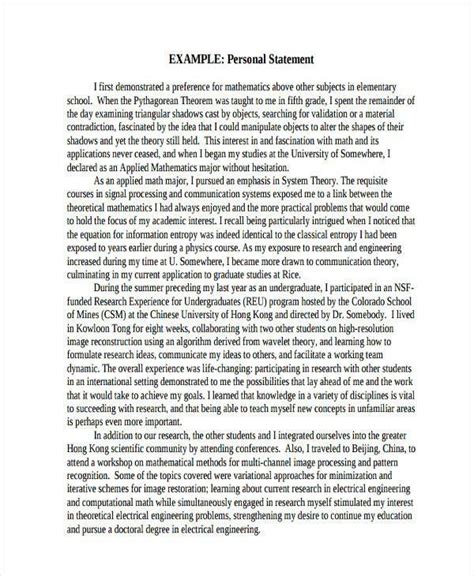 Graduate School Personal Statement Template Elegant 5 Graduate School Personal St Personal