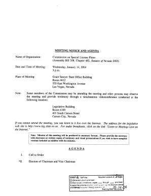 Meeting Notice And Agenda Name Of Organization Commission On Leg State