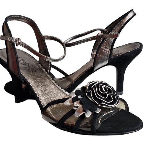 Franco Sarto Black Pewter Nobility Size 8 3d Floral Suede Heels Ebay