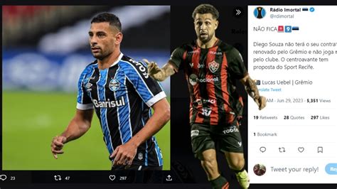 DIEGO SOUZA NÃO FICA NO GRÊMIO TEM PROPOSTA DO SPORT VITÓRIA VENCEU