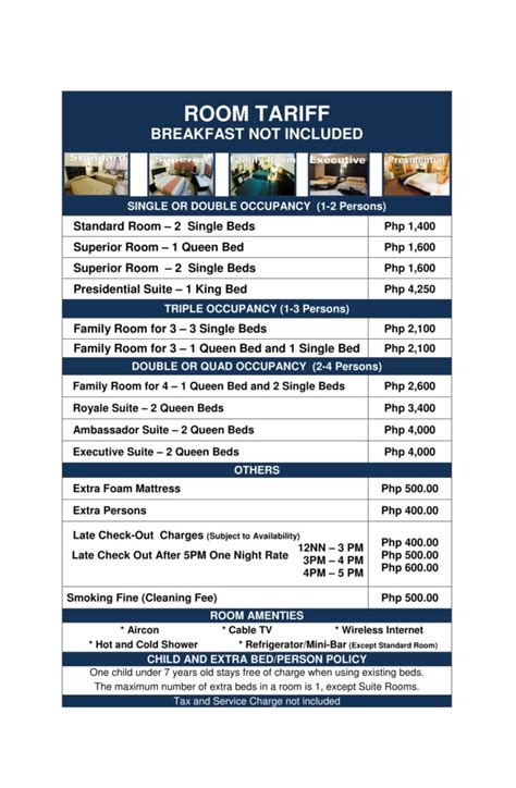 Rates - Bacolod Goldenfield Kundutel Hotel