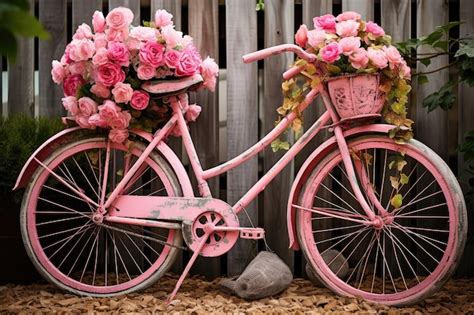 Premium Photo Pink Bicycle Garden Upcycle Design