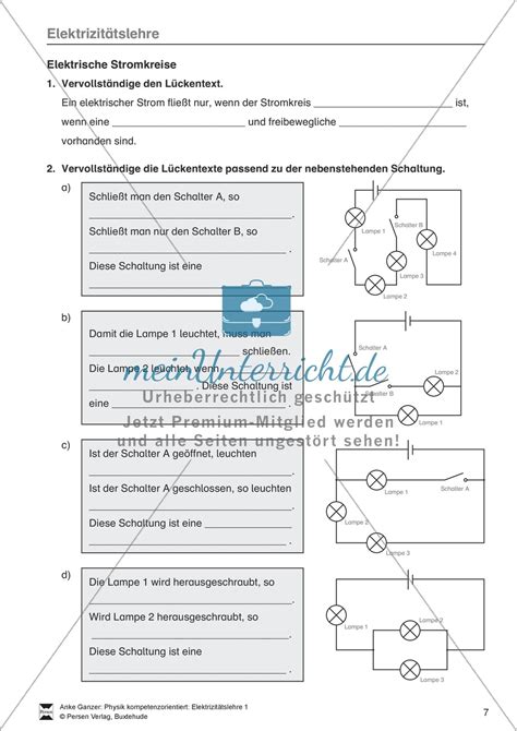 Elektrizitätslehre Grundlagen des elektrischen Stroms Stromkreise