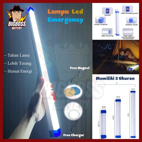 Jual Lampu Neon Led Panjang Rechargable Usb Bolam LED Emergency Lamp