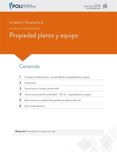 6 Propiedad Planta Y Equipo Palabras Clave Propiedad Planta Y