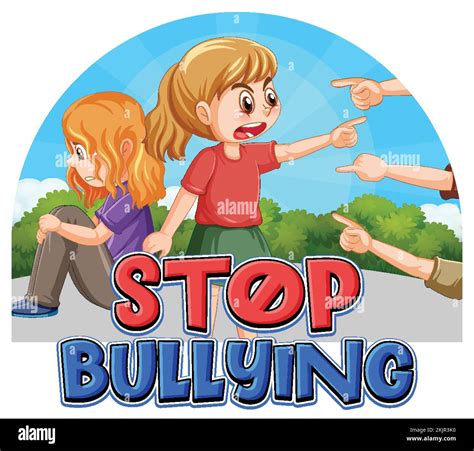 Stop Bullying text with cartoon character illustration Stock Vector Image & Art - Alamy