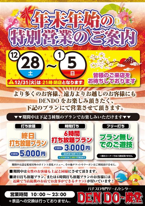 12月31日（火） 出玉best5 パチスロ専門ゲームセンター 「dendo～殿堂」上野店ブログ