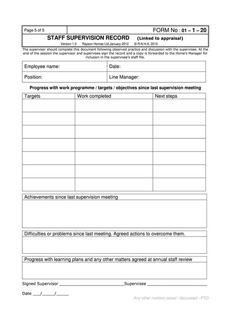 Clinical Supervision Template