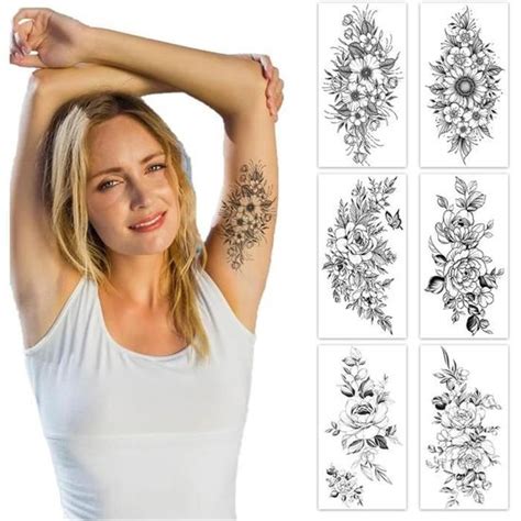 Temporaire Tatouages Tatouage Autocollants Fleurs Noires Tatouage