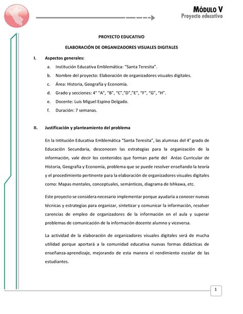 PDF PROYECTO EDUCATIVO Organizadores Visuales DOKUMEN TIPS