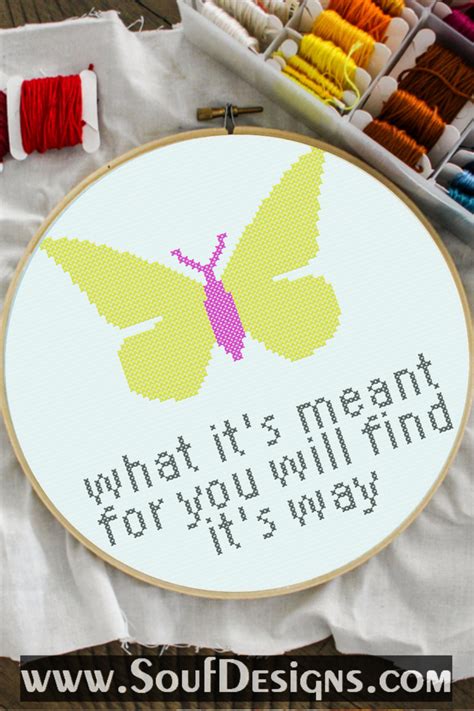 Butterfly Quote Embroidery Cross Stitch Pattern by Soufdesigns on Dribbble