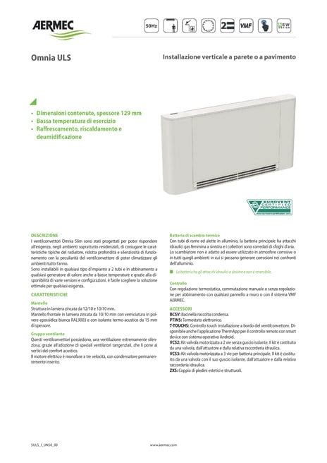 Ventilconvettore Per Installazione A Parete O Pavimento Omnia Slim