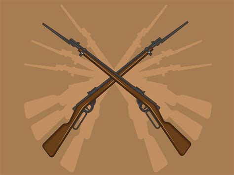 Viejo Rifle Pistola Bayoneta Arma Militar Dibujo De Ilustración De Dibujos Animados 2181836