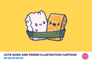 Cute Sushi And Friend Illustration Graphic By Catalyststuff Creative