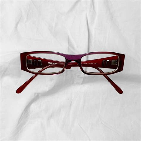 Miu Miu Womens Glasses In Red With Side Miumiu Depop